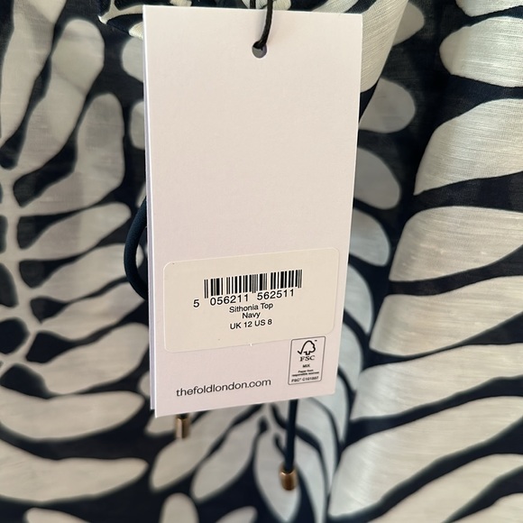 The Fold London linen blue print women blouse size 8 NWT - Picture 5 of 5